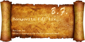 Benyovits Félix névjegykártya